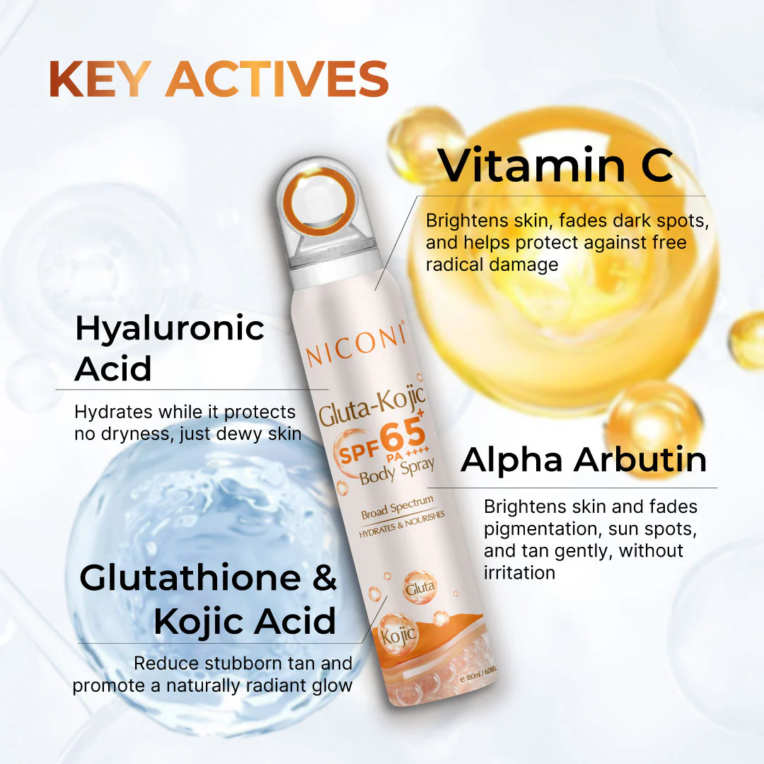 Niconi Gluta-Kojic SPF 65+ PA++++ Body Spray (180ml) - Image 10