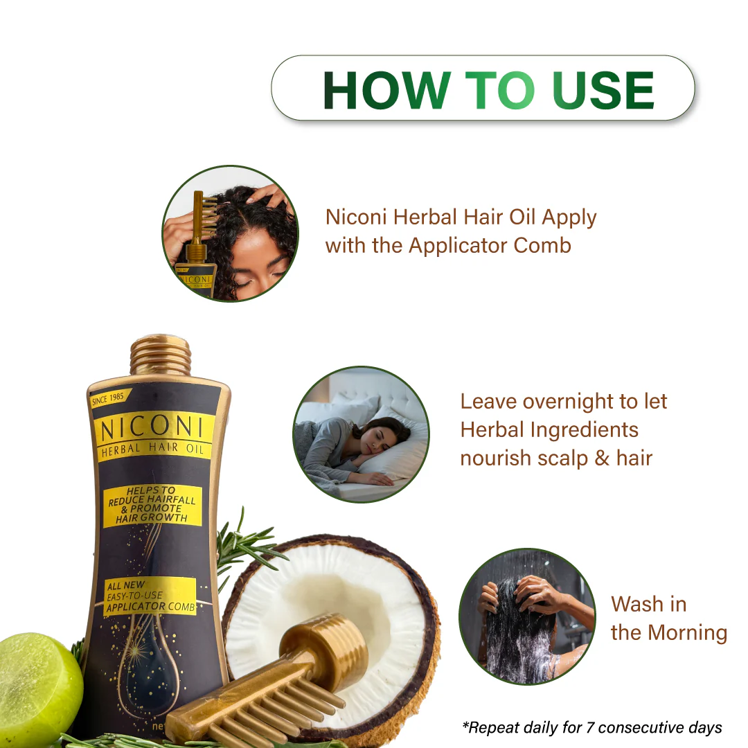 Niconi Herbal Hair Oil (Comb Applicator) 200ml - Image 11