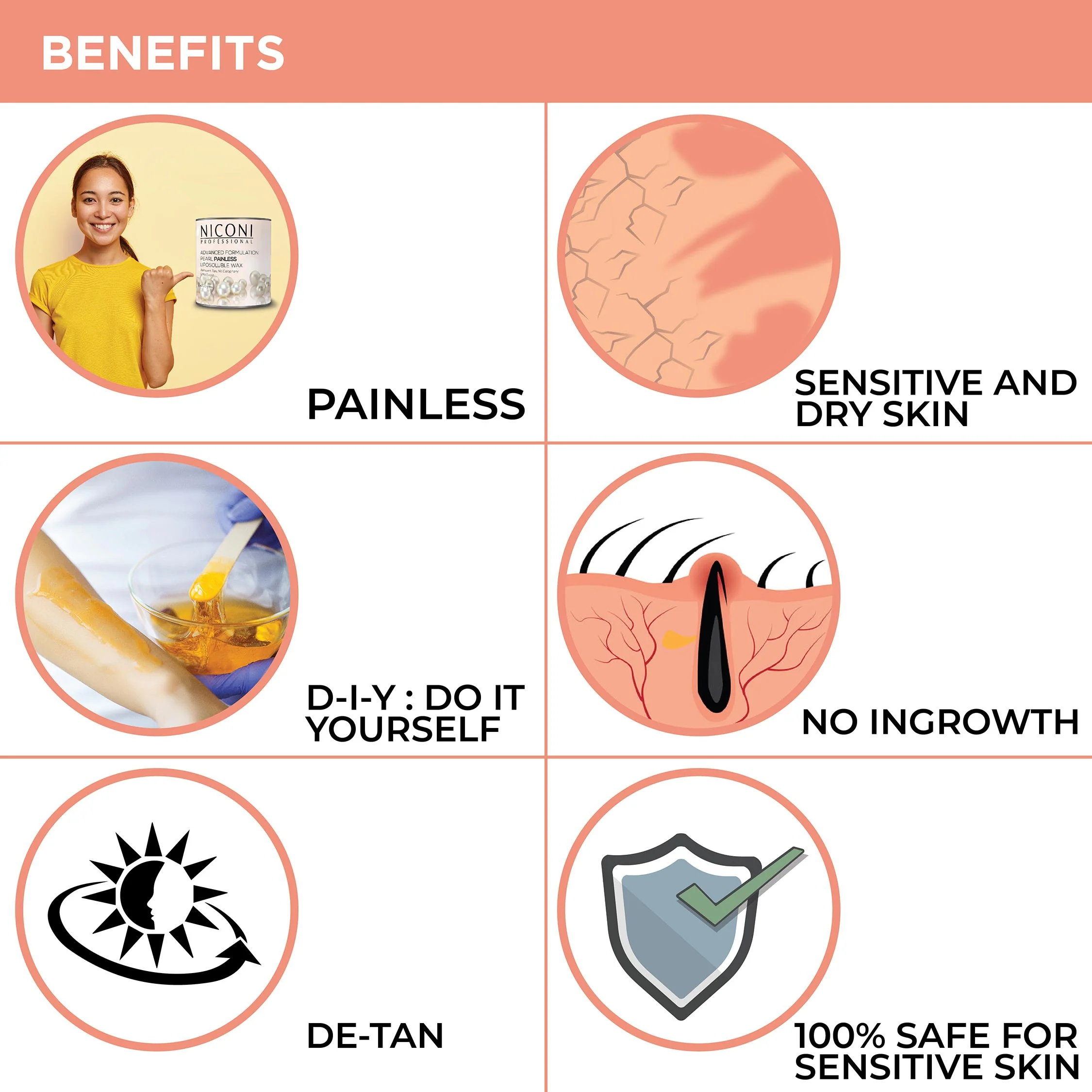 NICONI Painless Liposoluble Wax for Hair Removal (Pearl) 700gms - Image 6